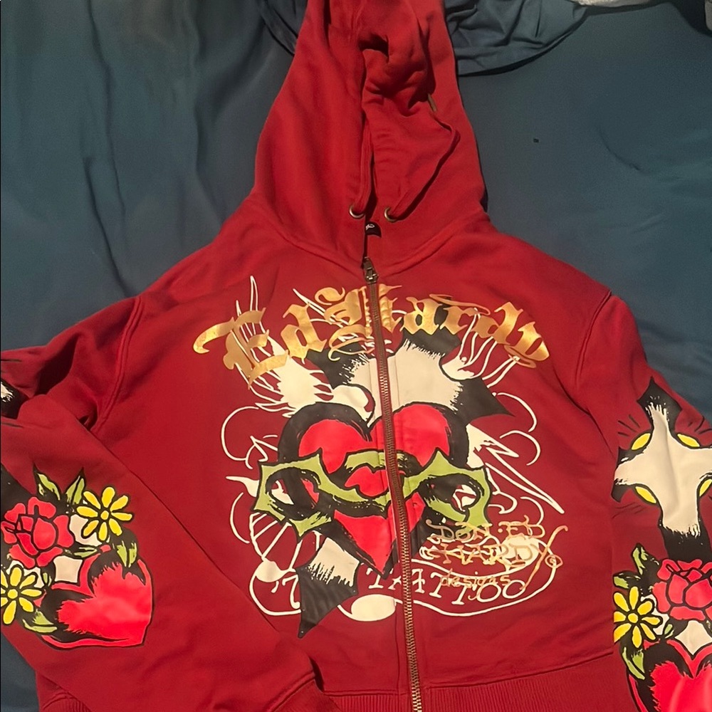 Ed Hardy Red Graphic Hoodie